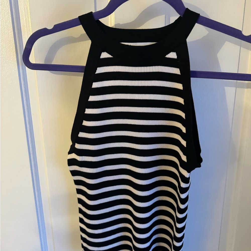 Zara Black and White Striped Top